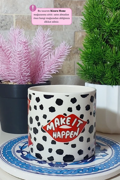 Lıps Tasarım Pembe Kupa Bardak - Resim 2