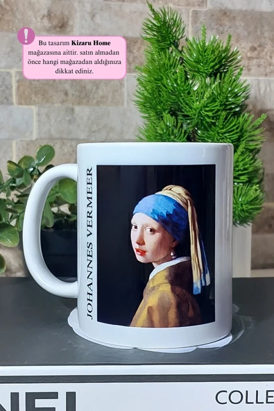 Johannes Vermeer - Tarihi Sanat İnci Küpeli Kız Baskılı Porselen Kupa Bardak ürün görseli 1