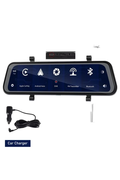 Leerfei Lf-966 4K Gece Görüşlü Akıllı Dikiz Aynası Araç İçi Kamera - Kablosuz CarPlay - Resim 2