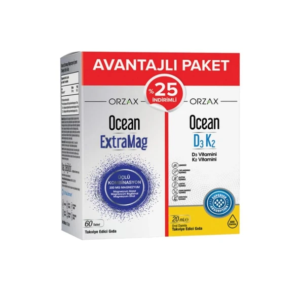 OCEAN YILBASI SETI EXTRAMAG 60 TABLET+D3K2 DAMLA 20 ML ürün görseli 1