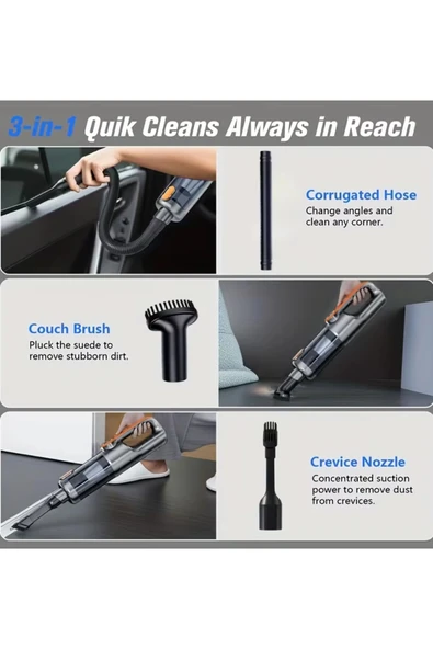 ST-126Plus 22000PA Güçlü Şarjlı El Süpürgesi Araba ve Ev Tipi Kablosuz Süpürge - Resim 4