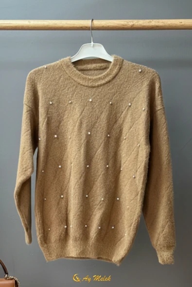 Kadın Triko Kazak Angora Yumuşak Dokulu Kısa Kazak - Resim 10