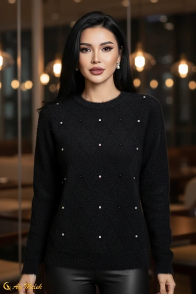 Kadın Triko Kazak Angora Yumuşak Dokulu Kısa Kazak - Resim 8