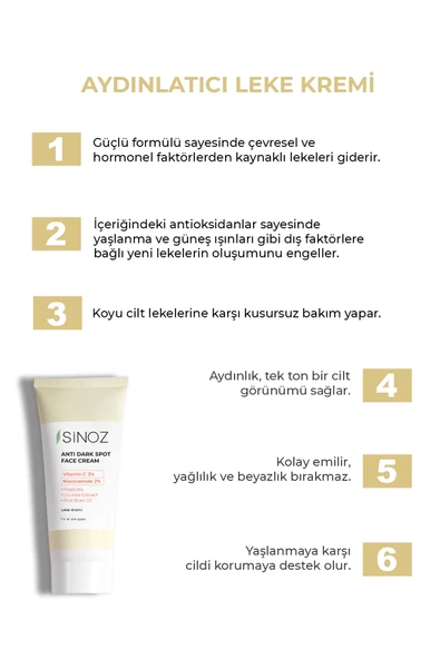 Sinoz Leke Kremi Vitamin C 3% Niacinamide 2% 40 ml - Resim 2