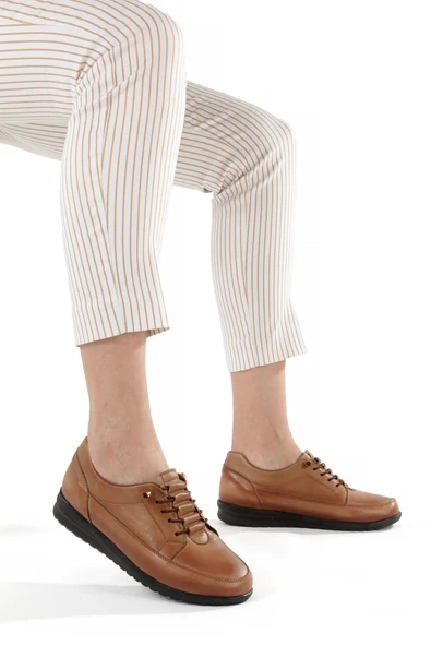 Artı-Artı014-BB-0050  Hakiki Deri Günlük Ortopedik Kadın Taba Babet Ayakkabı - Resim 4