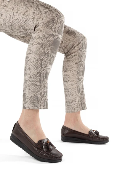 Artı-Artı014-BB-501-PSK  Hakiki Deri Günlük Ortopedik Kadın Babet Kahverengi Ayakkabı - Resim 3