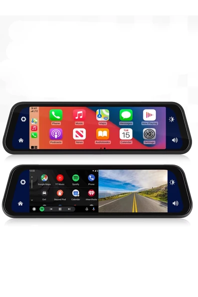 Leerfei Lf-966 4K Gece Görüşlü Akıllı Dikiz Aynası Araç İçi Kamera - Kablosuz CarPlay ürün görseli 1