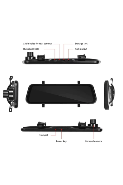 Leerfei Lf-966 4K Gece Görüşlü Akıllı Dikiz Aynası Araç İçi Kamera - Kablosuz CarPlay - Resim 6