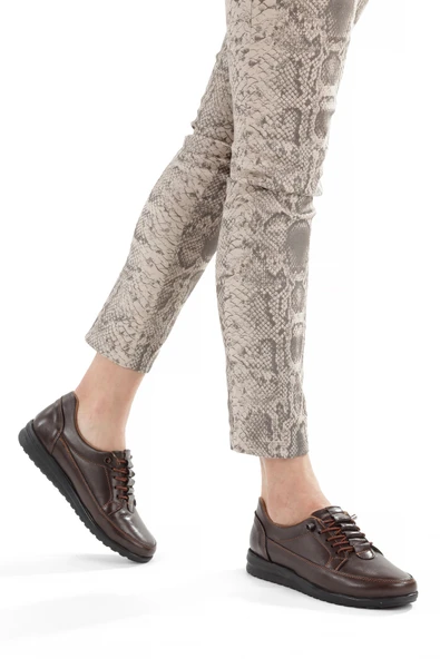 Artı-Artı014-BB-0050  Hakiki Deri Günlük Ortopedik Kadın Kahverengi Babet Ayakkabı ürün görseli 1