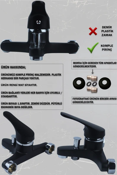 Mutfak Lavabo Banyo Bataryası ve Robot Duş Takımı Köşelik Kağıtlık Havluluk Aksesuarları Siyah Renk - Resim 3