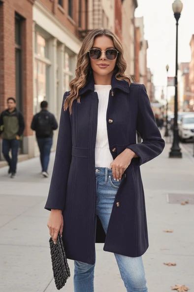 Dikiş Detaylı Tasarım Kaşe Kaban - Resim 2