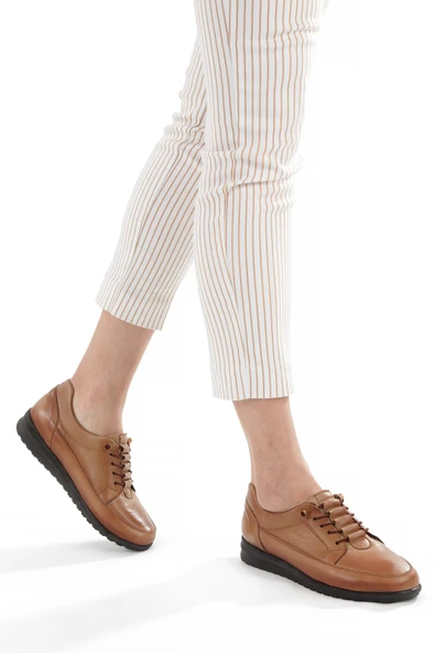 Artı-Artı014-BB-0050  Hakiki Deri Günlük Ortopedik Kadın Taba Babet Ayakkabı ürün görseli 1