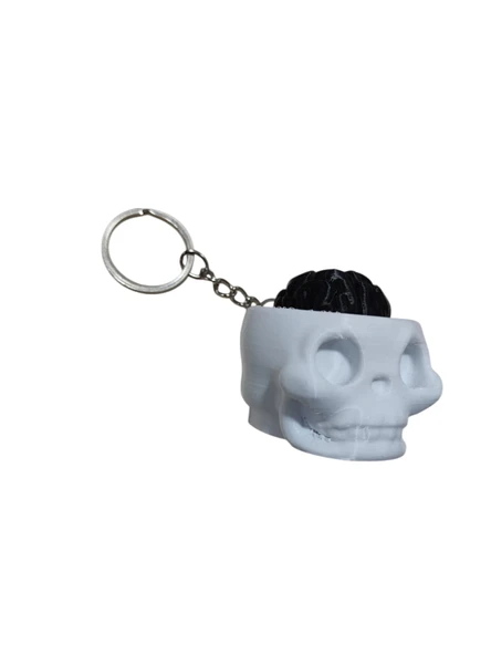 Siyah Kuru Kafa Beyin Klik Anahtarlık Araba Çanta Süs Click Anahtarlık - 1 Adet - Resim 5