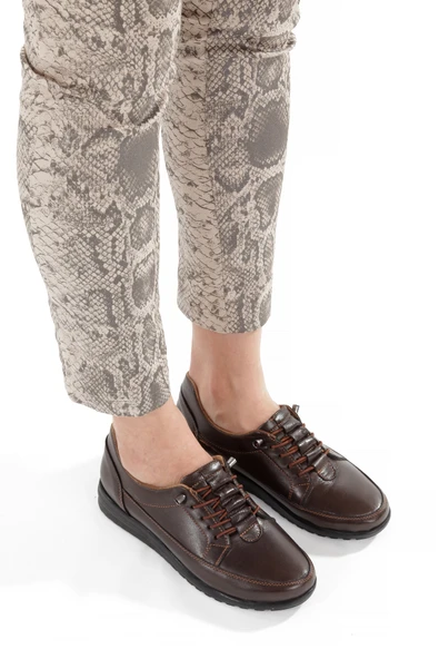 Artı-Artı014-BB-0050  Hakiki Deri Günlük Ortopedik Kadın Kahverengi Babet Ayakkabı - Resim 2