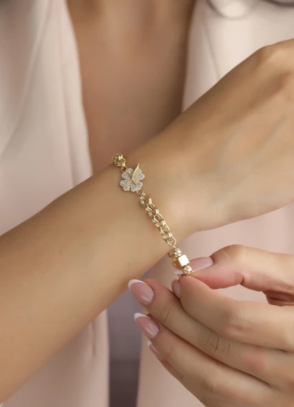 Nar-in Altın Mücevherat Yonca Figürlü Dorikalı Altın Bileklik 005 ürün görseli 1