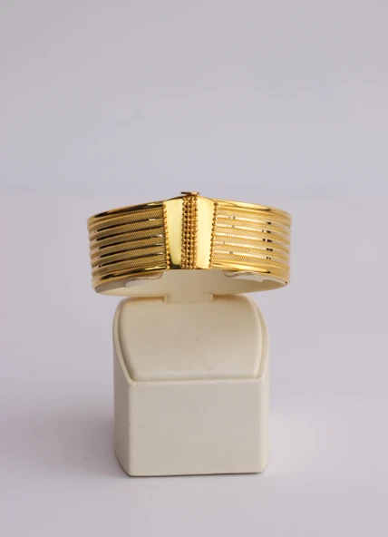 Nar-in Altın Mücevherat Hasır Görünümlü Modern Altın Kelepçe 19 ürün görseli 1