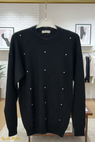 Kadın Triko Kazak Angora Yumuşak Dokulu Kısa Kazak - Resim 7