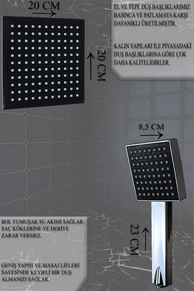 Mutfak Lavabo Banyo Bataryası ve Robot Duş Takımı Köşelik Kağıtlık Havluluk Aksesuarları Siyah Renk - Resim 6