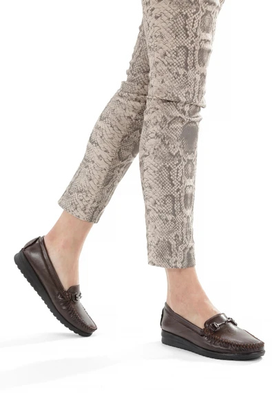 Artı-Artı014-BB-501-T Hakiki Deri Ortopedik Kadın Kahverengi Babet Ayakkabı ürün görseli 1