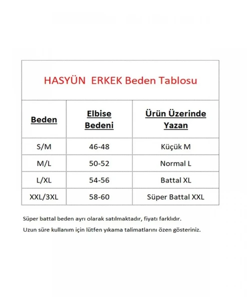 Hasyün Erkek %61 Siyah Yün Kısa Kollu Fanila Atlet Ve Uzun Don İçlik Takım 4000/4001- 1 Set  Siyah M - Resim 5
