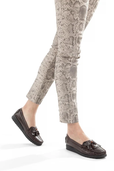 Artı-Artı014-BB-501-PSK  Hakiki Deri Günlük Ortopedik Kadın Babet Kahverengi Ayakkabı - Resim 4