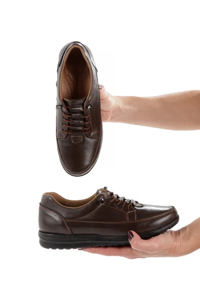 Artı-Artı014-BB-0050  Hakiki Deri Günlük Ortopedik Kadın Kahverengi Babet Ayakkabı - Resim 3