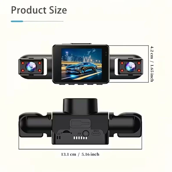 SChitec 4 Kameralı Kayıtlı Araç Kamerası 360° Görüş 1080P Ön ve Arka İç Çekim HD Otomobil Kamera Sistemi AN-6314 - Resim 3