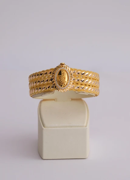 Nar-in Altın Mücevherat Burma Görünümlü Tuğralı Altın Kelepçe 24 ürün görseli 1