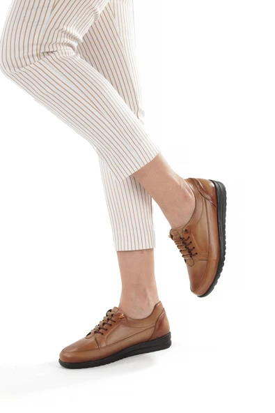 Artı-Artı014-BB-0050  Hakiki Deri Günlük Ortopedik Kadın Taba Babet Ayakkabı - Resim 3