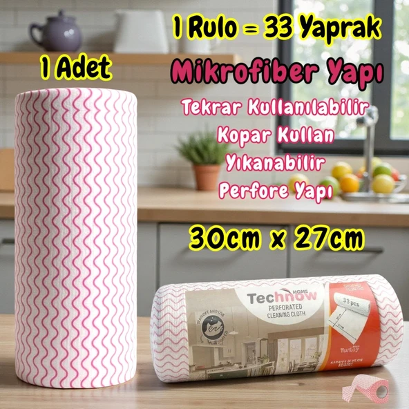Technow Softtex 33 Yaprak Kopar Kullan Rulo Hassas Temizlik Bezi 27x30cm 1 Adet ürün görseli 1
