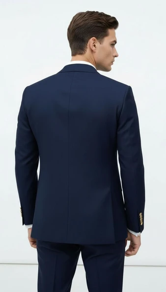 Gold Düğmeli Kruvaze Erkek Blazer Ceket – Premium Kumaş, Slim Fit Şıklık - Resim 5