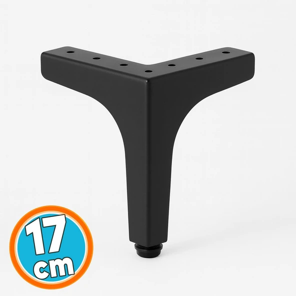 Mobilya Ayağı Dayanıklı Modern Tasarım Koltuk Sehpa Masa TV Ünitesi Uyumlu 17 cm Siyah Metal 4 Adet - Resim 6
