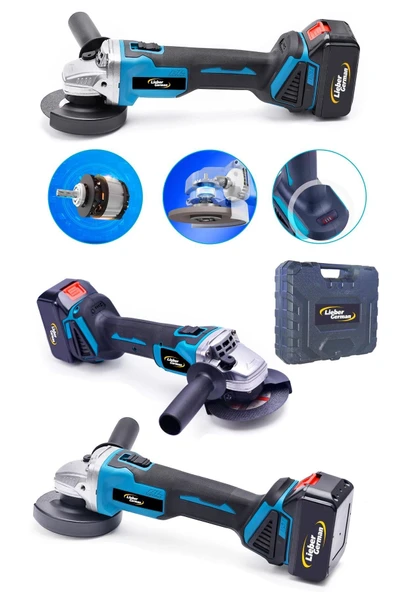 Lieber German Teknoloji Metal Şanjuman Bakır Sargı 21v 3 Ah Kömürsüz 2 Akülü Şarjlı Avuç Taşlama Spiral Makinası - Resim 2