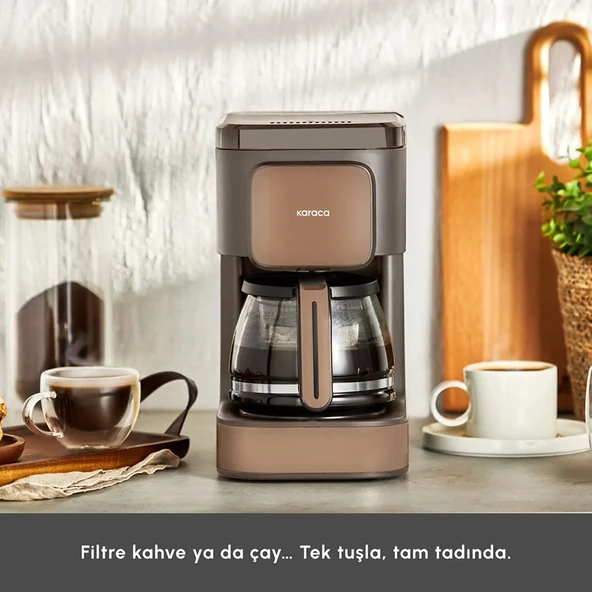 Karaca Just Coffee Aroma 2in1 Çay ve Filtre Kahve Makinesi - Walnut Brown - Resim 4