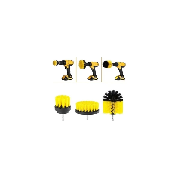 KALİTE Matkap Ucuna Takılan Temizlik Fırça Seti Fırça Başlık 3 Parça - Resim 3