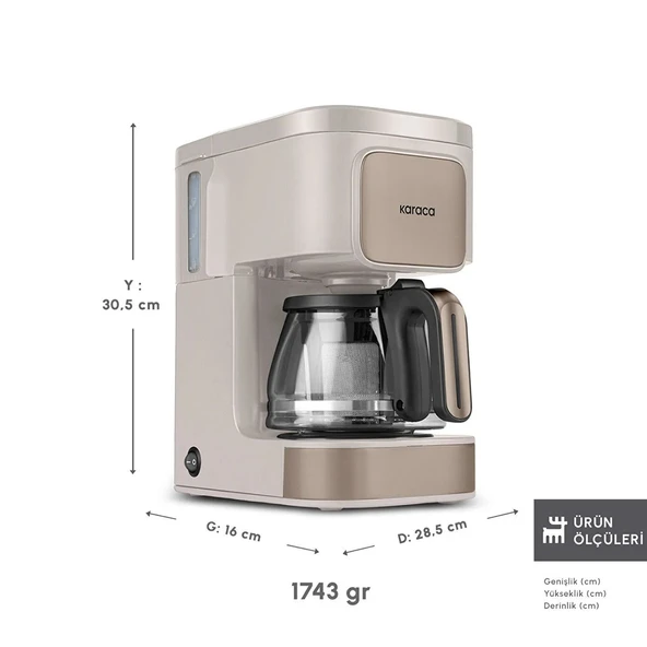 Karaca Just Coffee Aroma 2in1 Çay ve Filtre Kahve Makinesi - Latte - Resim 2