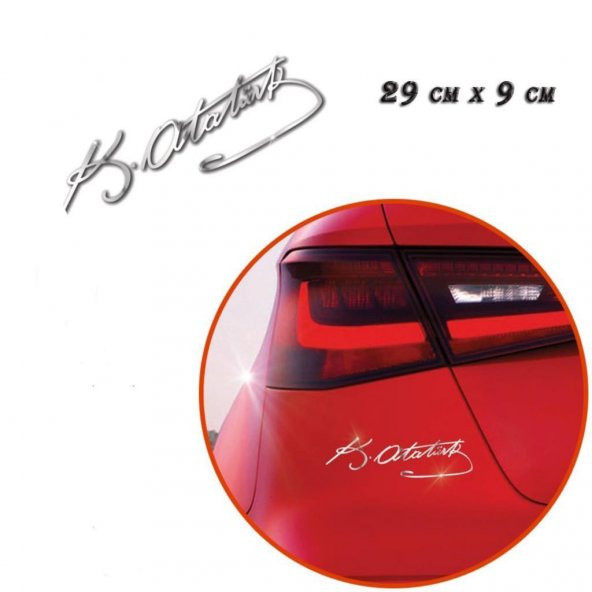 Kemal Atatürk İmzası 3D Metal Sticker 29 cm X 9 cm - 3
