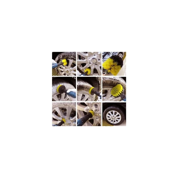 KALİTE Matkap Ucuna Takılan Temizlik Fırça Seti Fırça Başlık 3 Parça - Resim 5