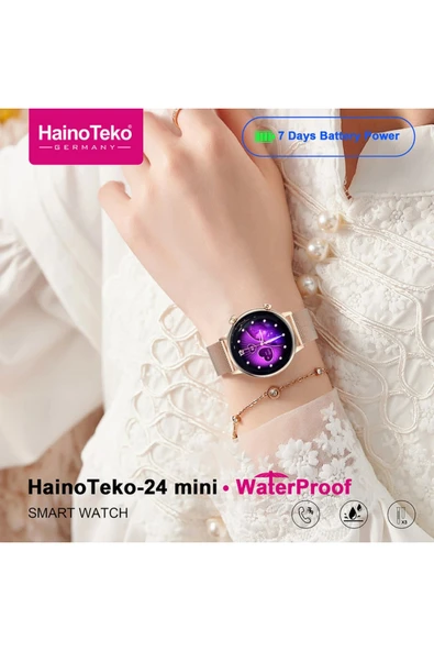 HainoTeko-24 Siyah Akıllı Saat | AMOLED Ekran, Bluetooth Arama | 3 Farklı Kordon - Resim 3