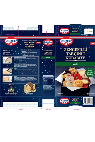 Dr. Oetker Zencefilli Tarçınlı Kurabiye 500 gr x 4'lü Set (2 Adet Kakaolu ve 2 Adet Sade) - Resim 5