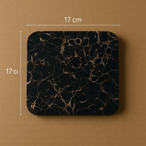 2Lİ AHŞAP MERMER DESEN NİHALE SETİ (KARE-DAİRE) - Resim 2