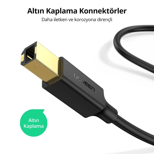 UGREEN USB den USB-B ye Yazıcı Tarayıcı Kablosu, 3 Metre, 10351 - Resim 6