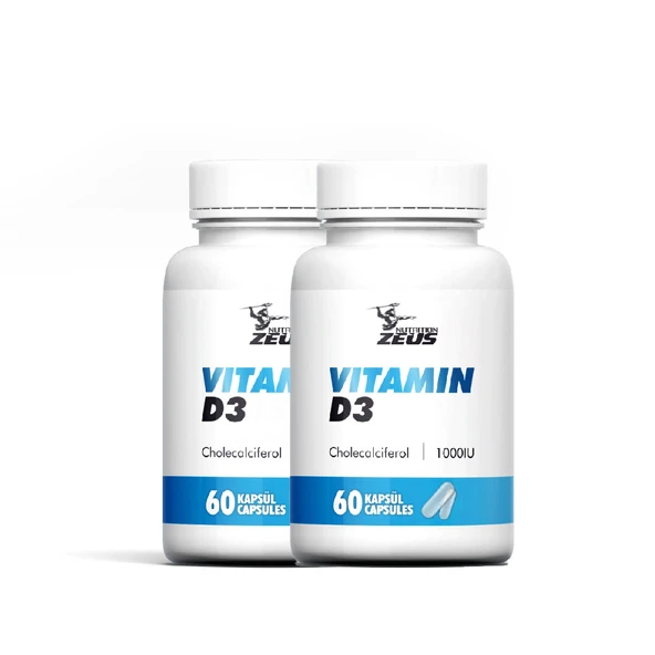 D3 VİTAMİN Zeus Nutrition 60 Kapsül x 2 Adet Hap Kutusu Hediye ürün görseli 1