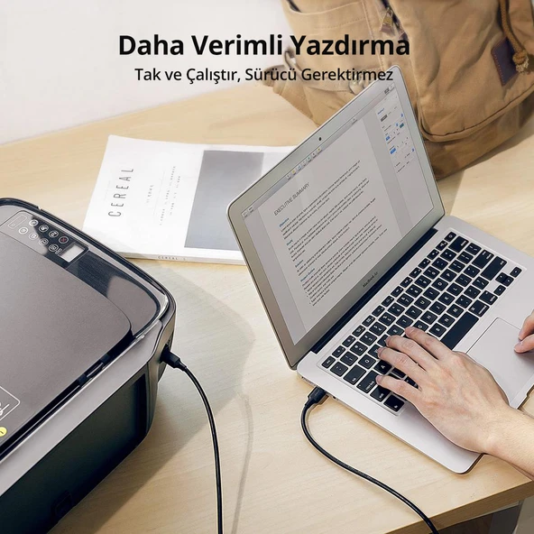 UGREEN USB den USB-B ye Yazıcı Tarayıcı Kablosu, 3 Metre, 10351 - Resim 3