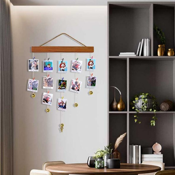 Ahşap İpli İncili Duvar Fotoğraf Çerçevesi