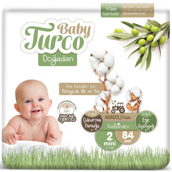 Baby Turco Doğadan 2 Numara Mini 3-6 Kg 42x2 84 Adet ürün görseli