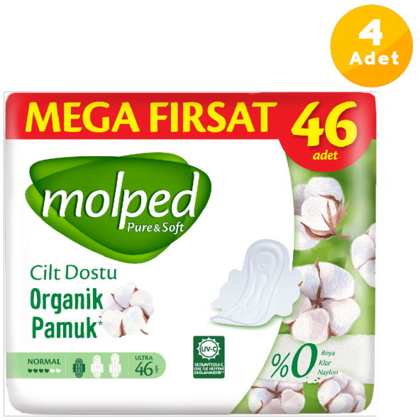 Molped Pure Soft Hijyenik Ped Normal Mega Fırsat 46lı 4 Paket