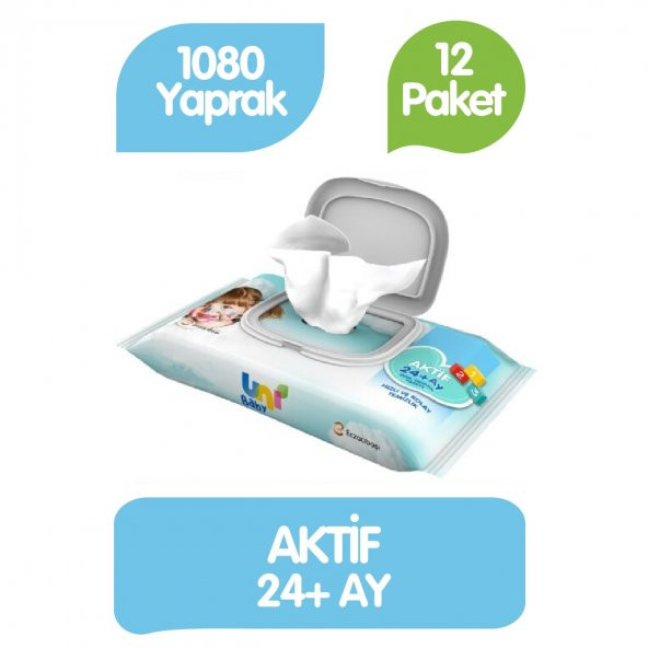 Uni Baby Islak Havlu Kapaklı 90lı 12 Paket 1080 Yaprak