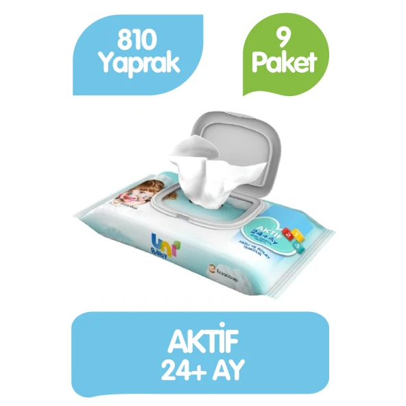 Uni Baby Islak Havlu Kapaklı 90lı 9 Paket 810 Yaprak