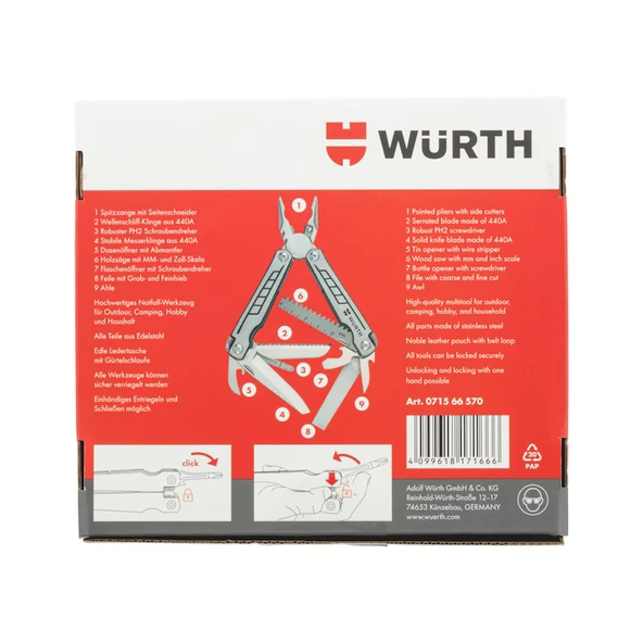 Würth Multi Tool Set- Fonksiyonlu Çok Amaçlı Pense (2 Parça) - Resim 12
